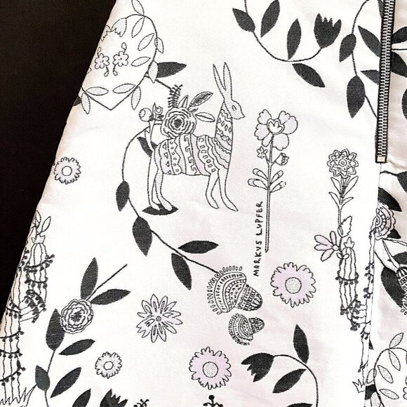 Markus Lupfer A line skirt in flower/rabbit print size M - Picture 8 of 11
